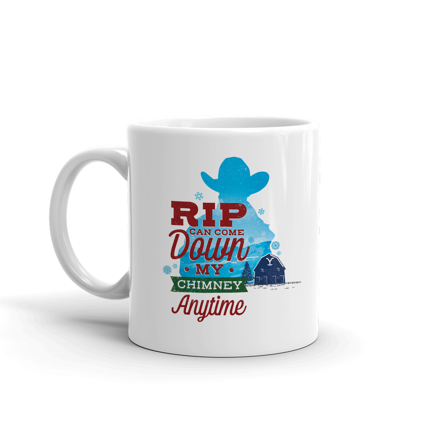 Yellowstone RIP Can Come Down My Chimney Anytime Silhouette White Mug