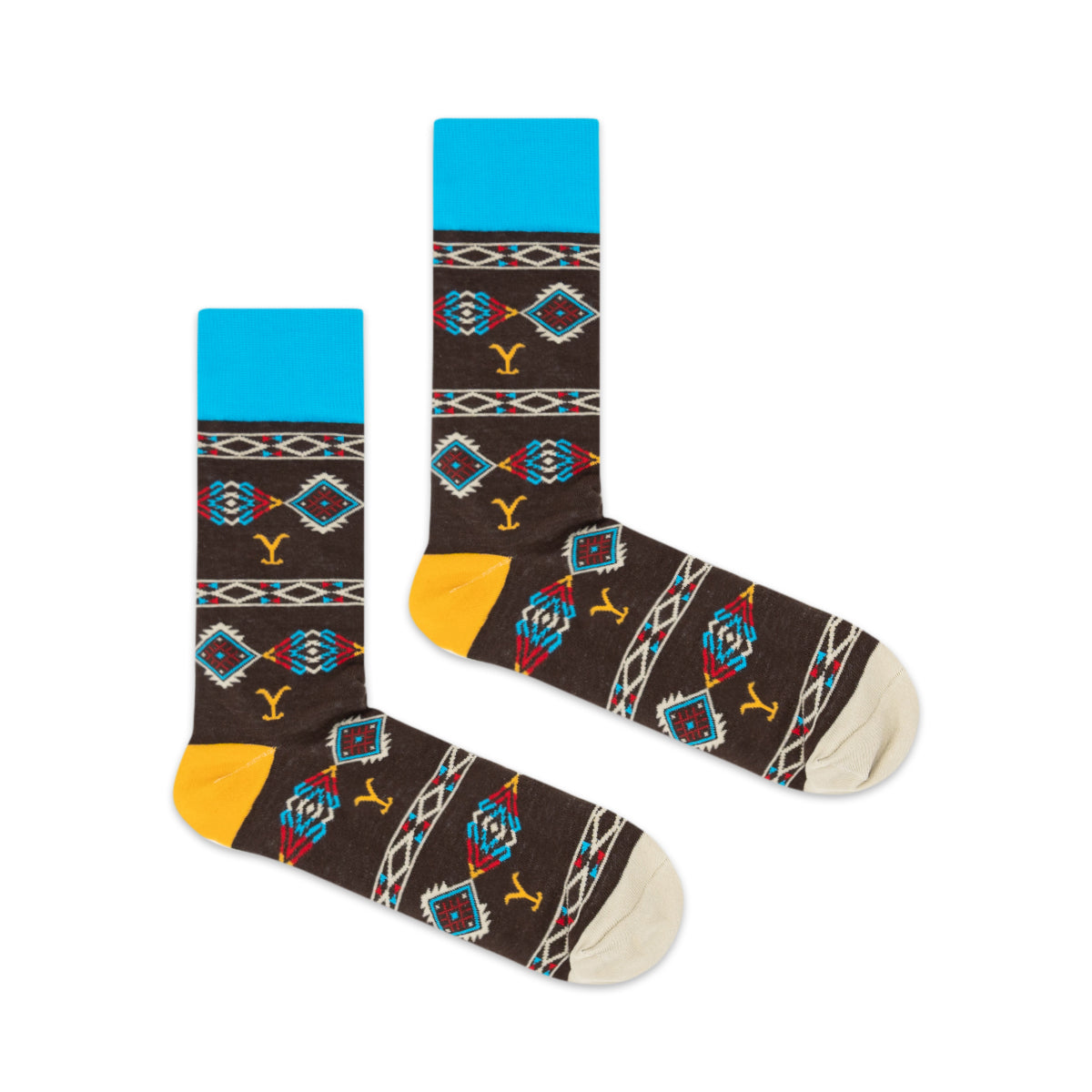 Yellowstone Y Logo Aztec Print Socks