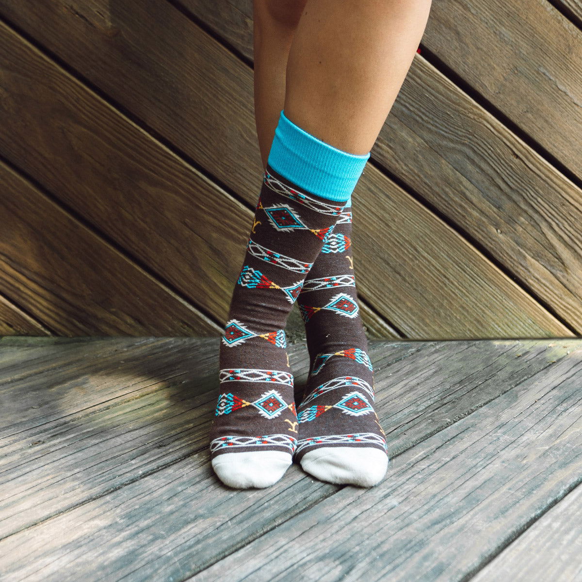 Yellowstone Y Logo Aztec Print Socks