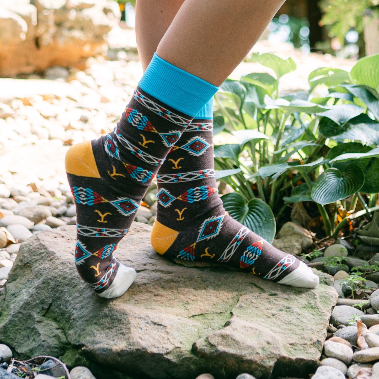 Yellowstone Y Logo Aztec Print Socks