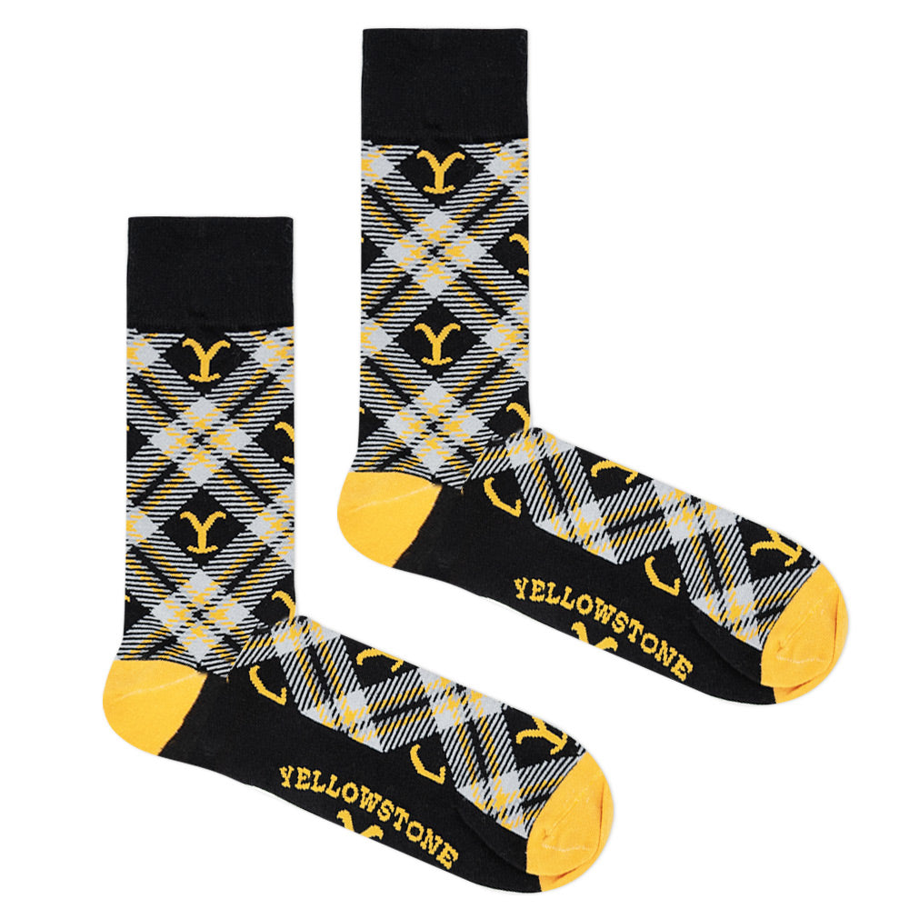 Yellowstone Dutton Ranch Black Plaid Socks