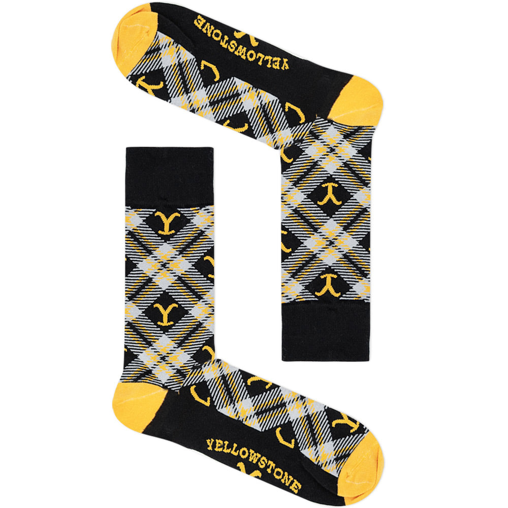 Yellowstone Dutton Ranch Black Plaid Socks