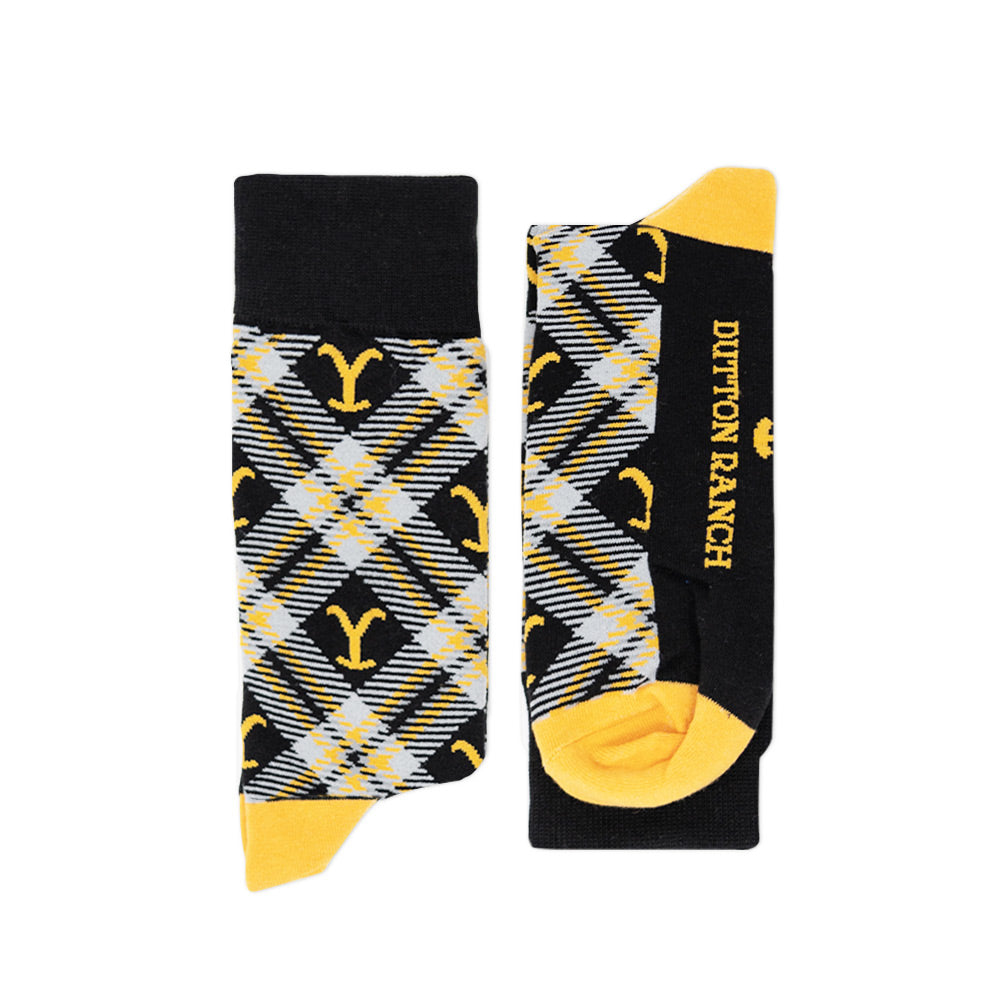 Yellowstone Dutton Ranch Black Plaid Socks