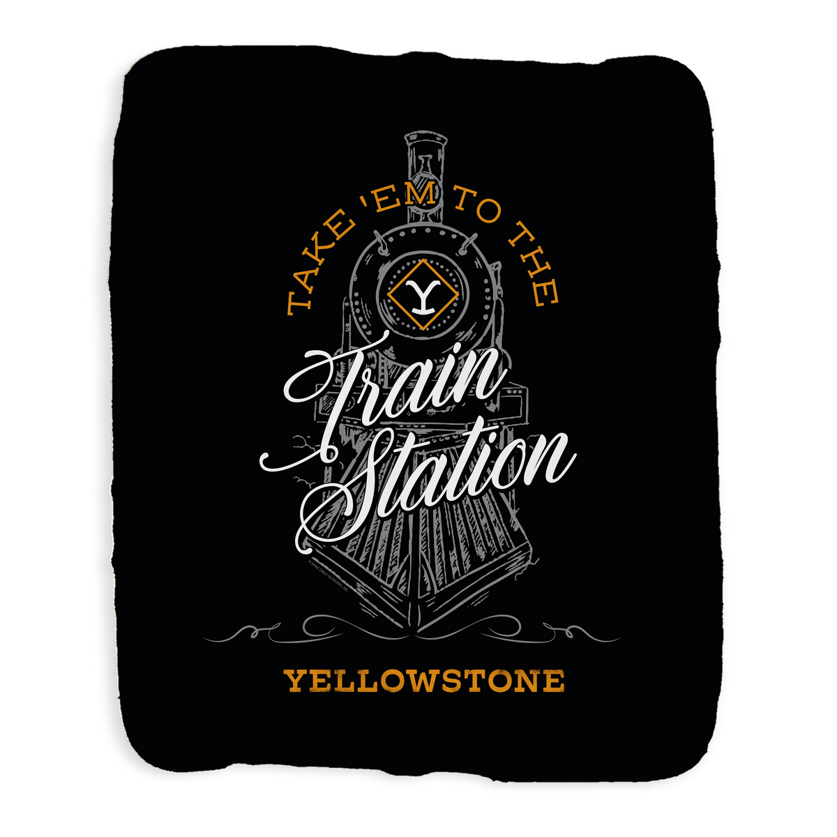 Yellowstone Take 'Em To The Train Station Grey Sherpa Blanket