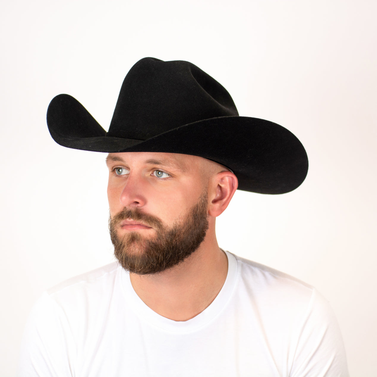 Hot Guy with Stunning Eyes and Full Beard Wears Cowboy Hat