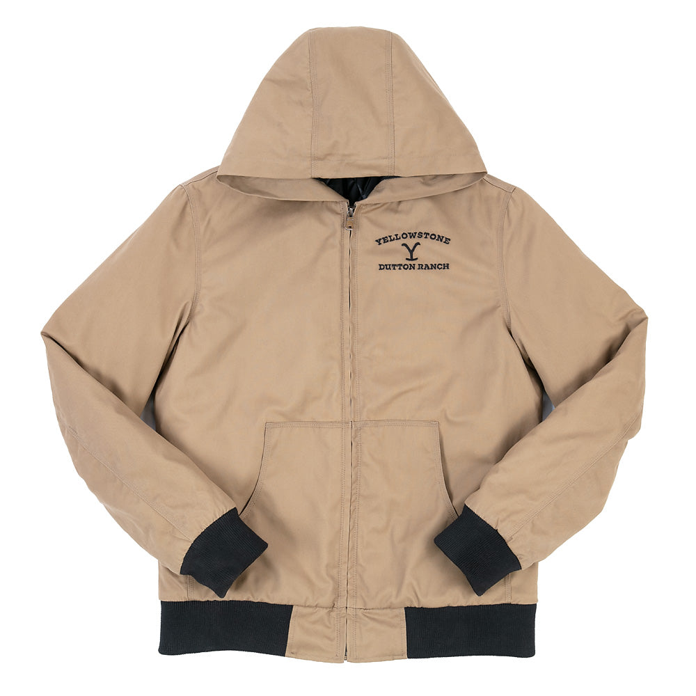 Yellowstone Dutton Ranch Hooded Khaki Jacket | Yellowstone Shop