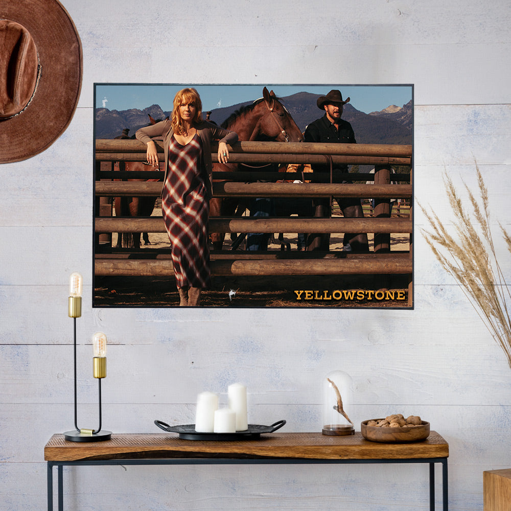 Open Road Brands Yellowstone TV Show Barn Portrait Gallery Wrapped Canvas  Wall Decor - Large Yellowstone Wall Art for Home Decorating