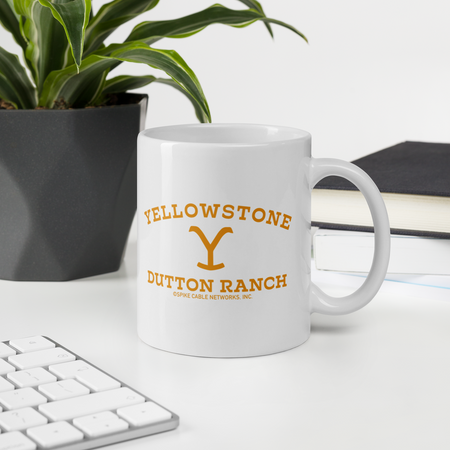 Yellowstone Dutton Ranch Logo White Mug